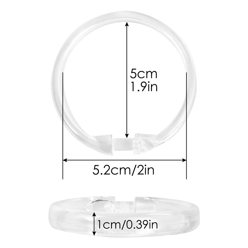Qulable Clear Plastic Shower Curtain Rings, 12 PCS Circular Plastic Shower Curtain Hooks for Bathroom Shower Curtain Rod, Clear Shower Hooks for Shower Curtain, O Shaped Shower Rings for Curtain - Image 4